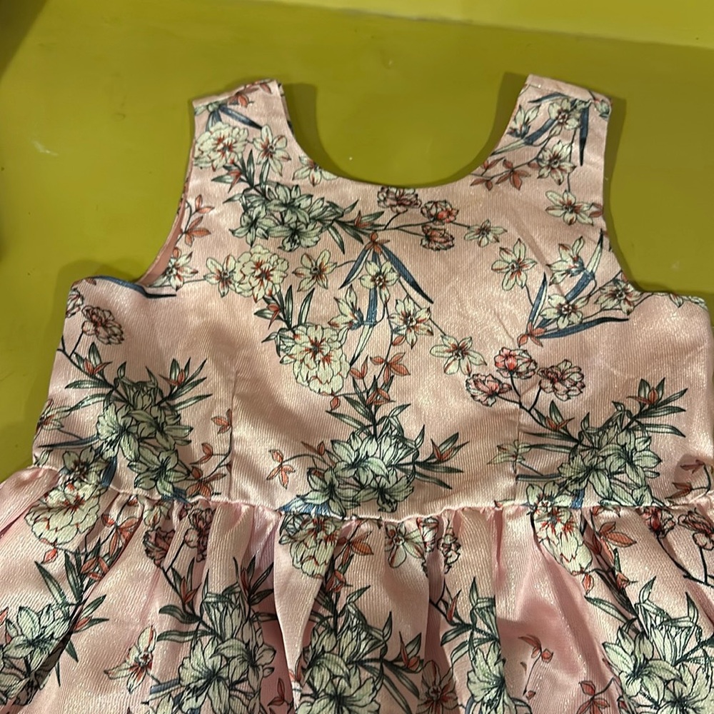 NWT Girl Dress Size 12 Sparkled Pink with Floral Design